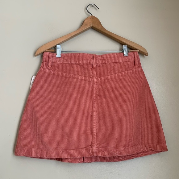Free People NWT coral Corduroy Mini Skirt button up - Picture 7 of 7